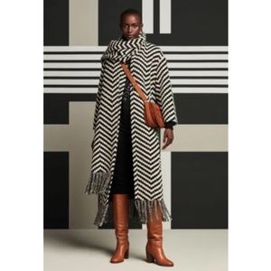 Ted Baker Jilliya Oversized Twill Knit Scarf Coat in black NWT